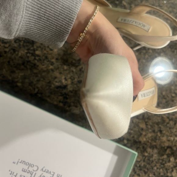 Aquazzura So Nude 85mm Pump White Satin Slingback Heels - Picture 5 of 9